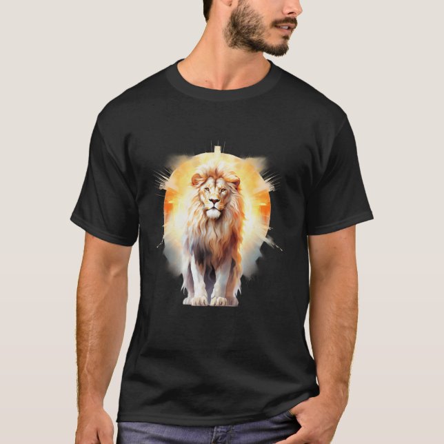 Lejon om Judah Lejon Kor Christian Faith Jesus Heb T Shirt (Framsida)