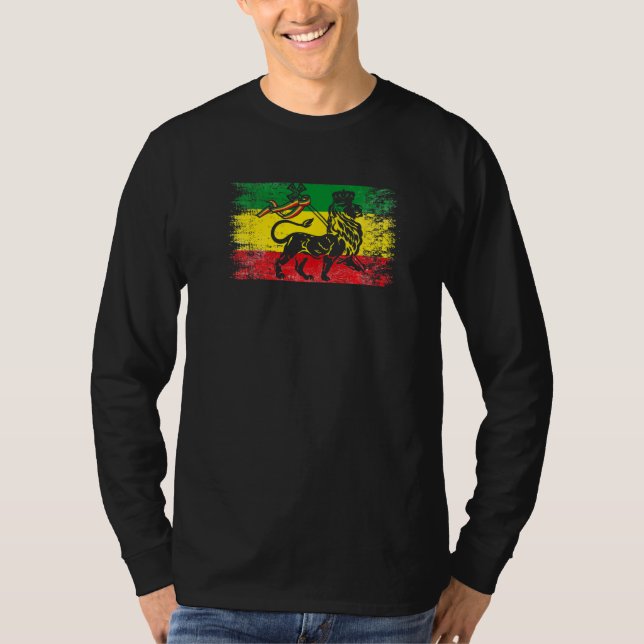 Lejon om Judah Rasta Etiopien Reggae Gamla Etiopie T Shirt (Framsida)