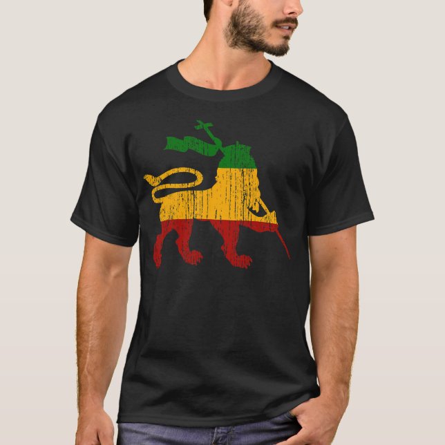 Lejon om Judah Rastafari Rasta Reggae Jamaica Gift T Shirt (Framsida)