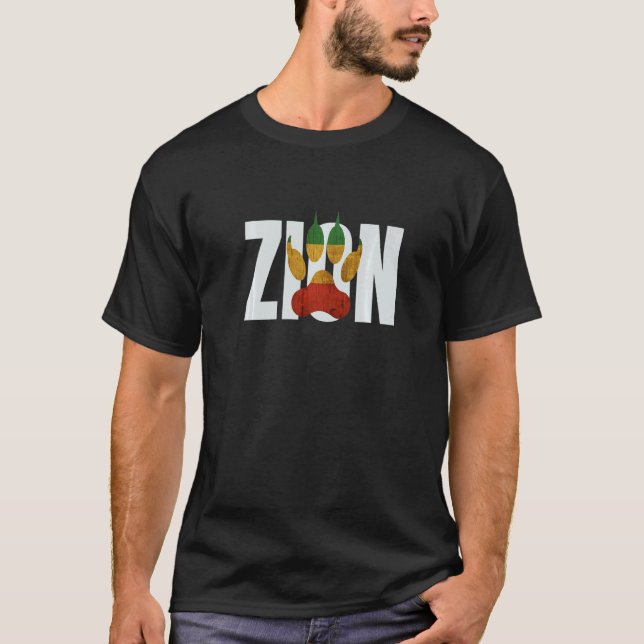 Lejon om Judah Tass på Zion Jamaica Ethiopia Rasta T Shirt (Framsida)