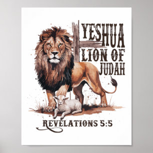 Lejon om Judah Yeshua Jesus Bible Religiösa Christ Poster