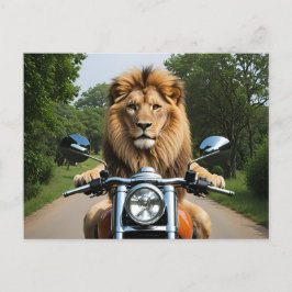 Lejon om motorcykel helg vykort