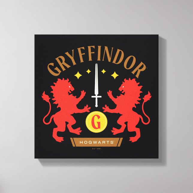 LEJON ordgrafik för GRYFFINDOR™-Dubbla Canvastryck (Framsida)