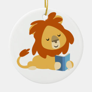 Lejon Ornament för Cute Reading Tecknad