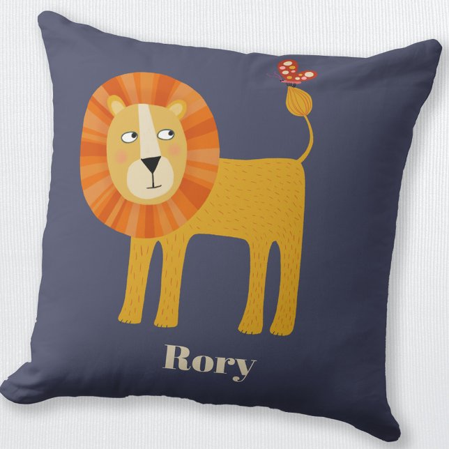 Lejon Personlig för kute Kudde (Personalized custom name lion throw pillow)