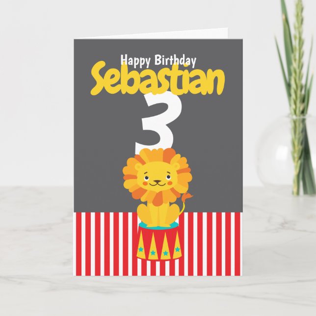 Lejon Personlig i grattis på födelsedagen och Namn Kort (Framsida)