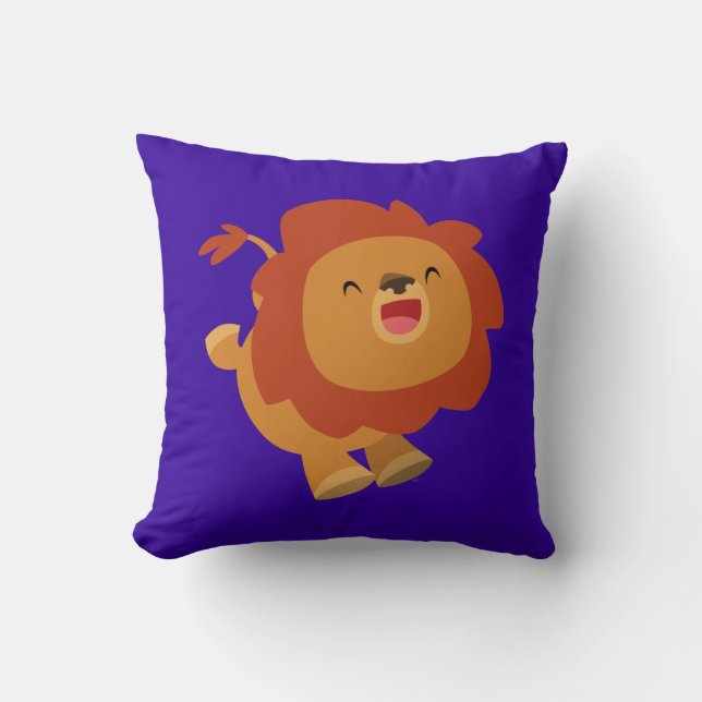 Lejon Pillow för cute Gamboling-Tecknad Kudde (Framsida)