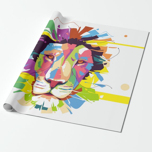 Lejon popkonst presentpapper (Utrullad)