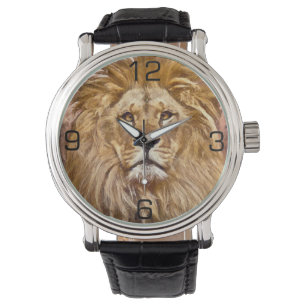 Lejon porträttkonstmålning armbandsur