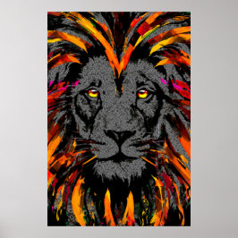 Lejon Poster | Lejon illustration av Mörken Orange