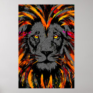 Lejon Poster Lejon illustration av Mörken Orange