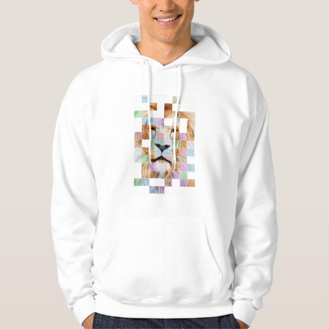 Lejon predator Pixel Retro Lejon Safari Gift Hoodie (Framsida)