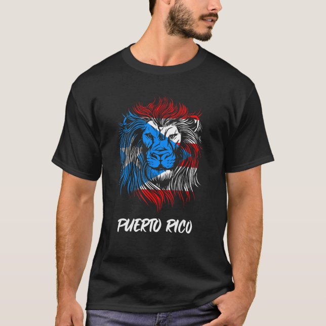 Lejon Puerto Rican Flagga Puerto Rico T Shirt (Framsida)