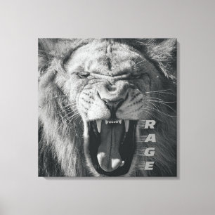 Lejon Rage Black and White Roar Canvastryck