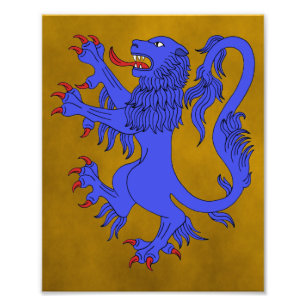 Lejon Rampant Azure Fototryck