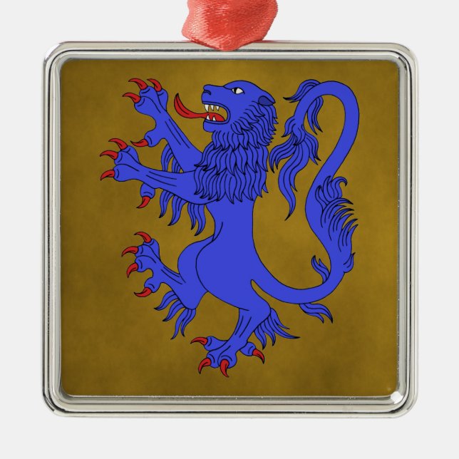 Lejon Rampant Azure Julgransprydnad Metall (Framsidan)