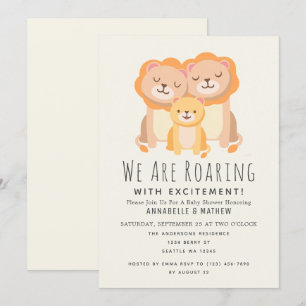 Lejon Raring Excittion 2 Pappor Baby Shower Inbjudningar