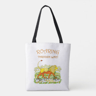 Lejon rast genom Life Tote Bag Tygkasse