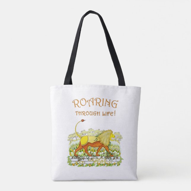 Lejon rast genom Life Tote Bag Tygkasse (Baksida)