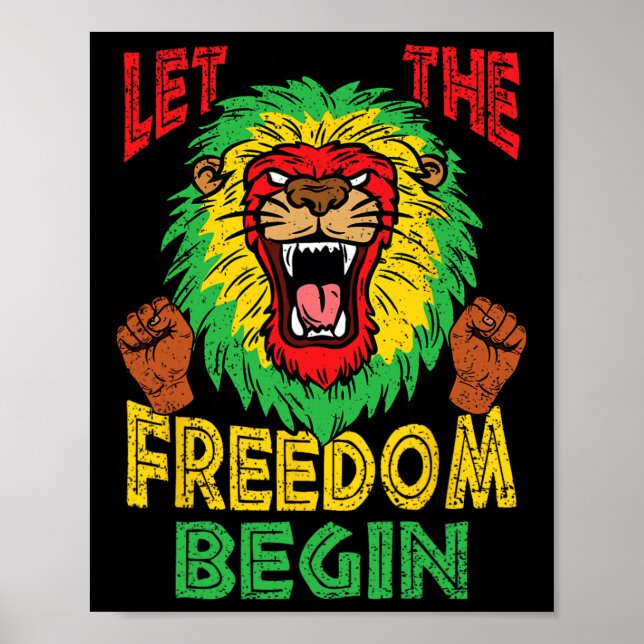 Lejon Rasta Freedom Juneteth Black History Afrika Poster (Framsidan)
