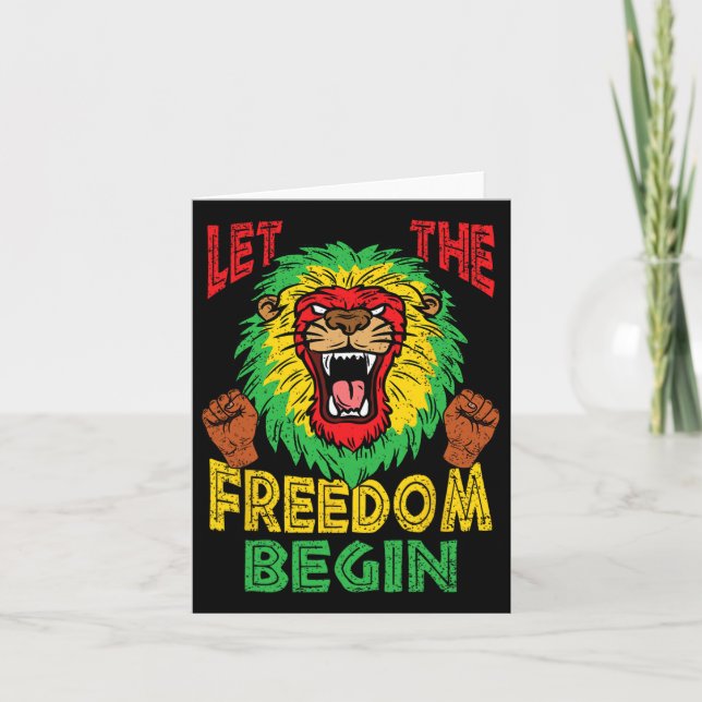 Lejon Rasta Frihet Juneteenth Svart Historia Afrik Kort (Framsida)