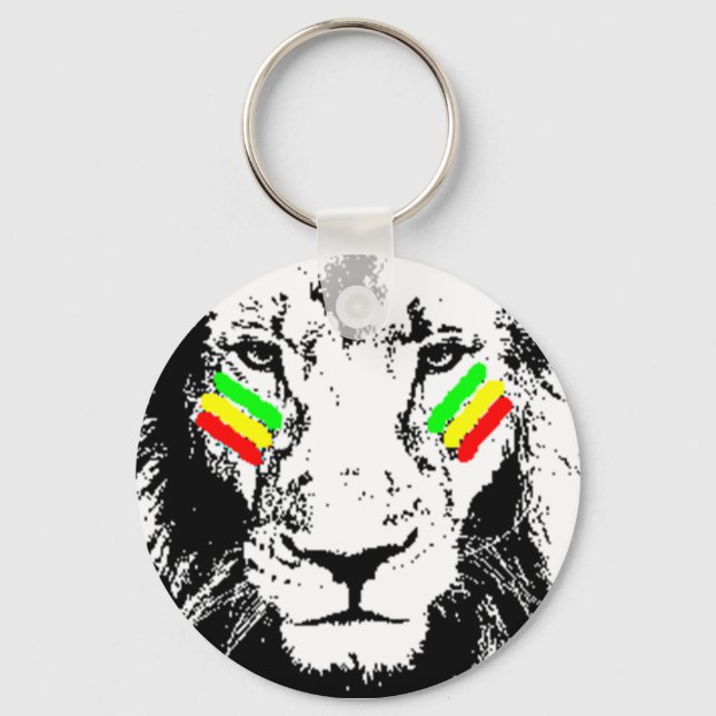 Lejon Rasta Öga Black Keychain erövras Nyckelring (Framsida)