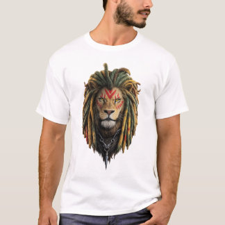 Lejon Rasta Style T-Shirt – Reggae Inspirerad Desi