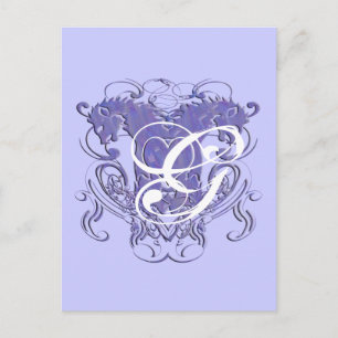 Lejon renässans bröllopsmonogram tack vykort