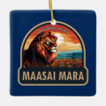 Lejon resekonst för Maasai Mara Julgransprydnad Keramik<br><div class="desc">Vektorteckningsdesign för Maasai Mara-vektor. Maasai Maras nationalreserv är ett område med bevarad vildmark i sydvästra Kenya,  längs Tanzanias gräns. Djuren är bland annat lejon,  cheetahs,  elefanter,  zebröder och hippos.</div>