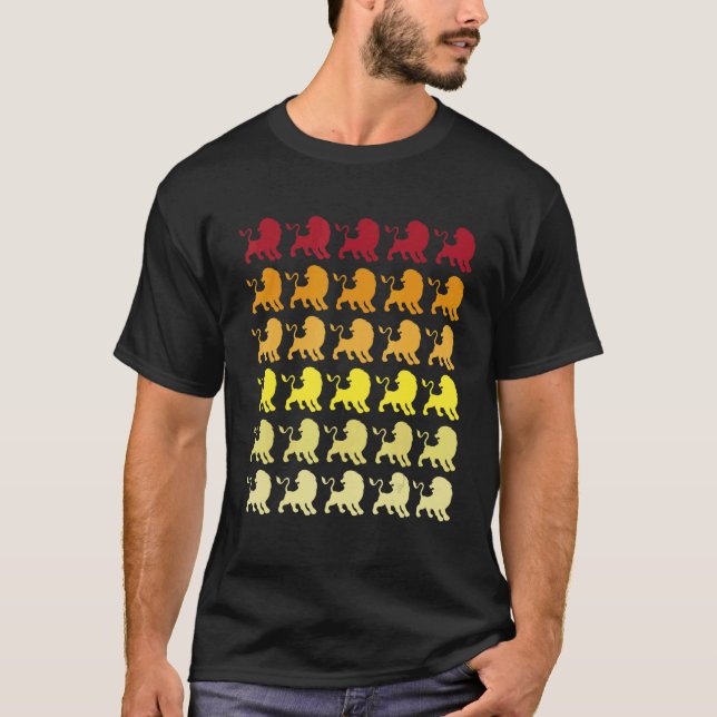 Lejon Retro Animal Mönster T Shirt (Framsida)