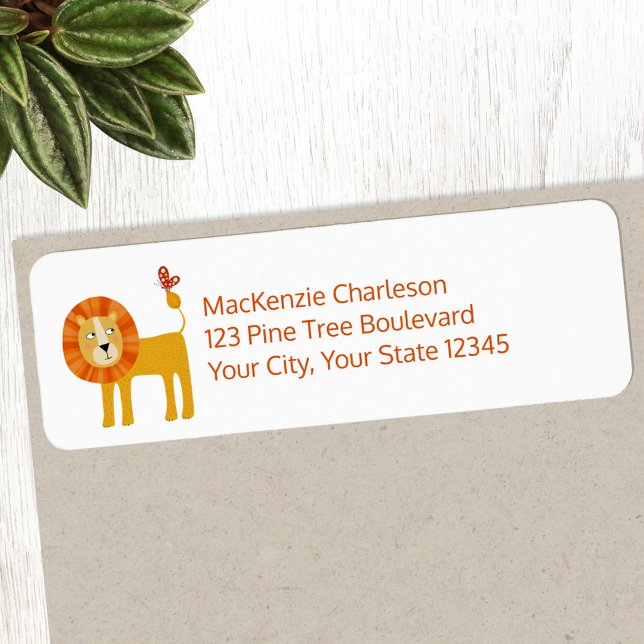 Lejon Returadress för kute Returadress Etikett (Cute lion personalized custom return address labels)