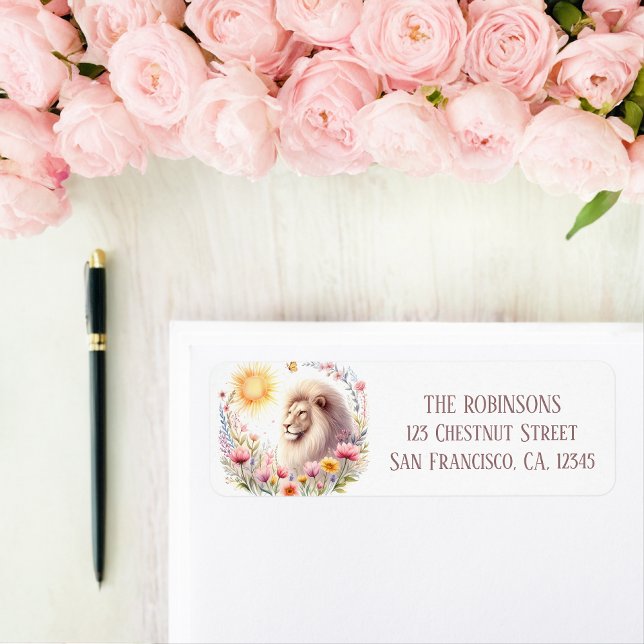 Lejon Returadress för vår-vattenfärg Etikett (Skapare uppladdad)