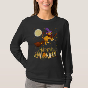Lejon Rida Häxa Hagelgevär Lejon Halloween T Shirt