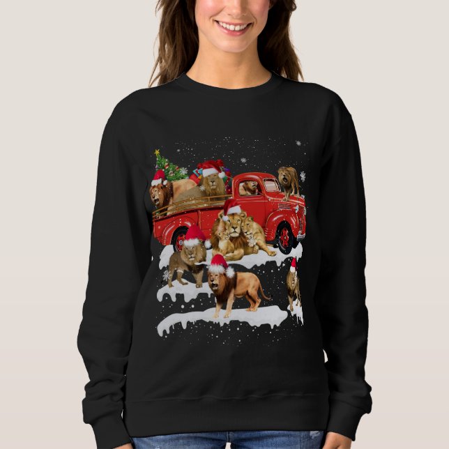 Lejon Riding Red Lastbil God jul X-mas Ugly G T Shirt (Framsida)