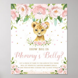 Lejon Rosa Blommigt Hur stort är Mamma Belly Game Poster