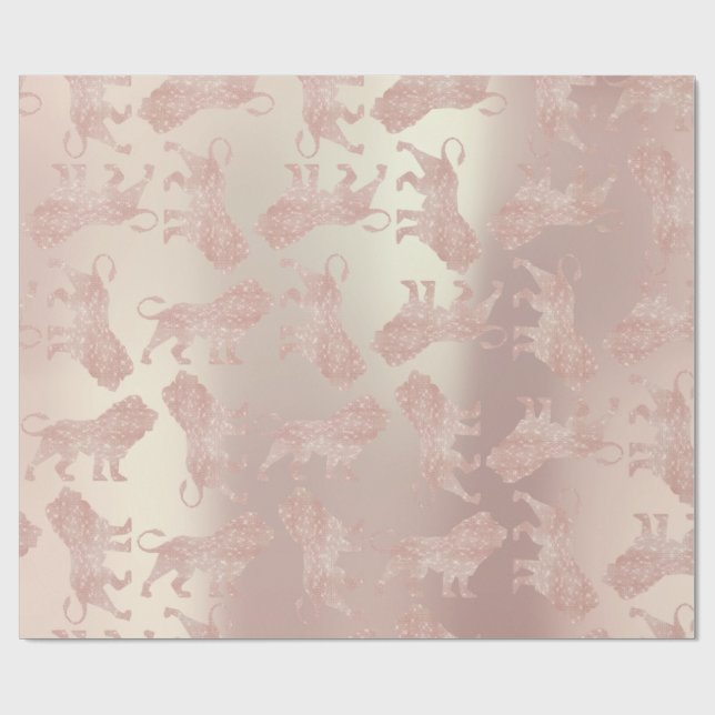 Lejon Rosa ros Guld Ro Metallic Pastel  Presentpapper (Platt)