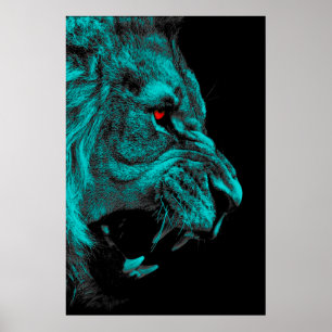 lejon rovdjursrovdjur av arg poster