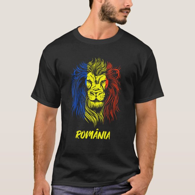 Lejon rumänsk Flagga Rumänien T Shirt (Framsida)