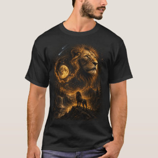 lejon rytar mot månen T-Shirt fullmåne lejon