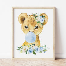 Lejon, Safari, Blue Bubble Gum, Boy Nursery