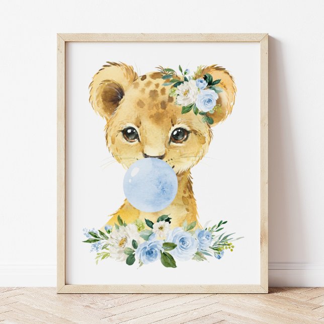 Lejon, Safari, Blue Bubble Gum, Boy Nursery Poster (Skapare uppladdad)