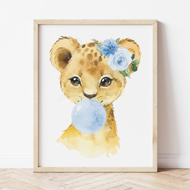 Lejon, Safari, Blue Bubble Gum, Boy Nursery Poster (Skapare uppladdad)