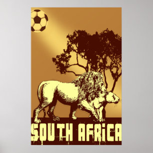 Lejon safari-fotboll i syd Afrika Poster