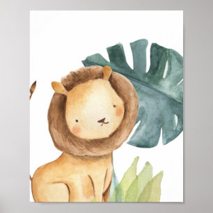 Lejon Safari Jungle Baby Nursery-utskrift Poster