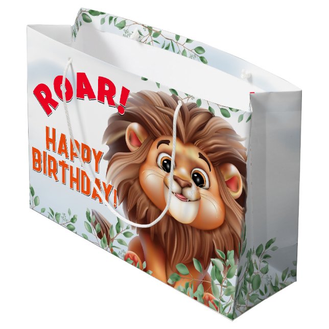 Lejon Safari Large Barns födelsedag Gift Bag (Baksidan Vinklad)