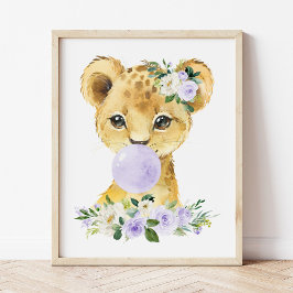 Lejon, Safari, Lila Bubble Gum, gender Neutral Poster
