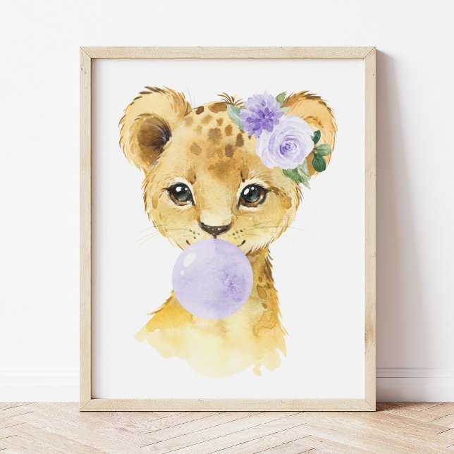 Lejon, Safari, Lila Bubble Gum, gender Neutral Poster (Skapare uppladdad)