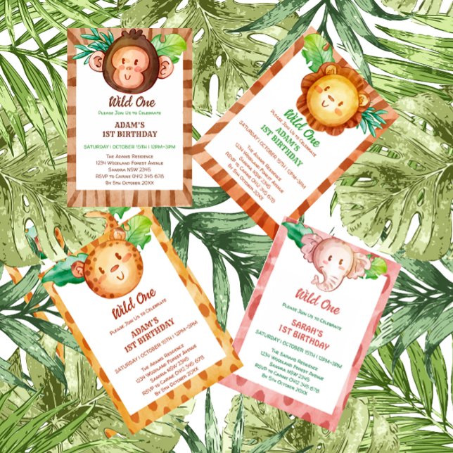 Lejon safari-vild en födelsedag inbjudningar (Skapare uppladdad)