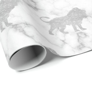 Lejon Silver White Glam VIP Metallic Marble Grått Presentpapper