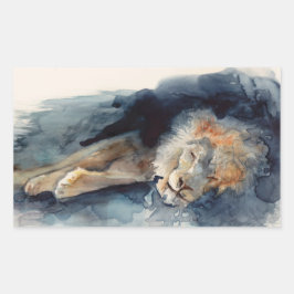 Lejon sjöfärgsomgång rektangulärt klistermärke